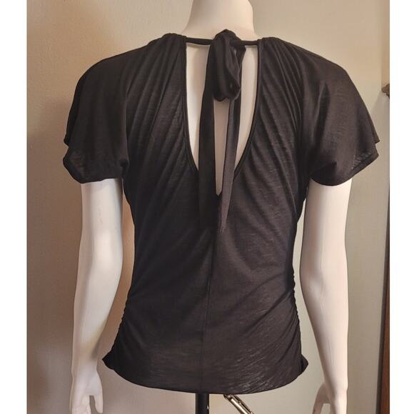 Vintage 80s Feather Wing Rhinestone Open Back Blouse Sz Medium Retro Kitschy - Picture 4 of 10